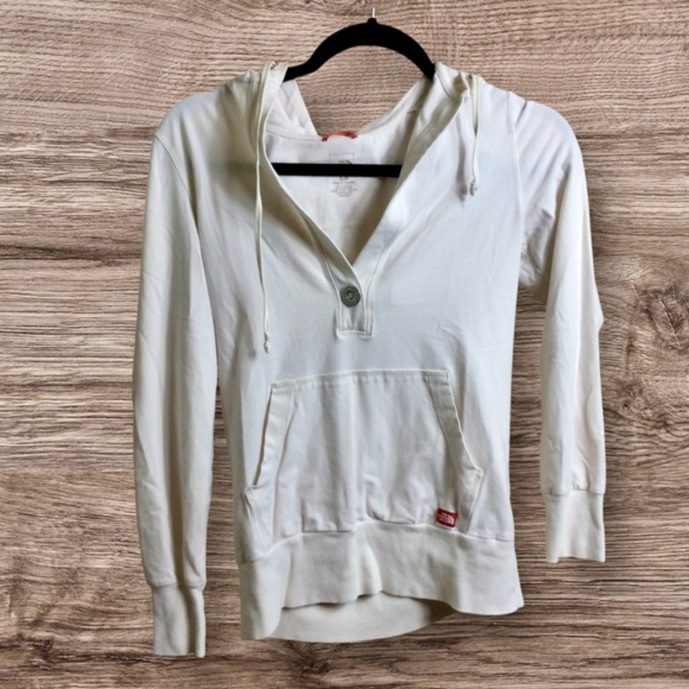 🎈3/$20! 
North face white V-neck hooded sweatshirt. Small.